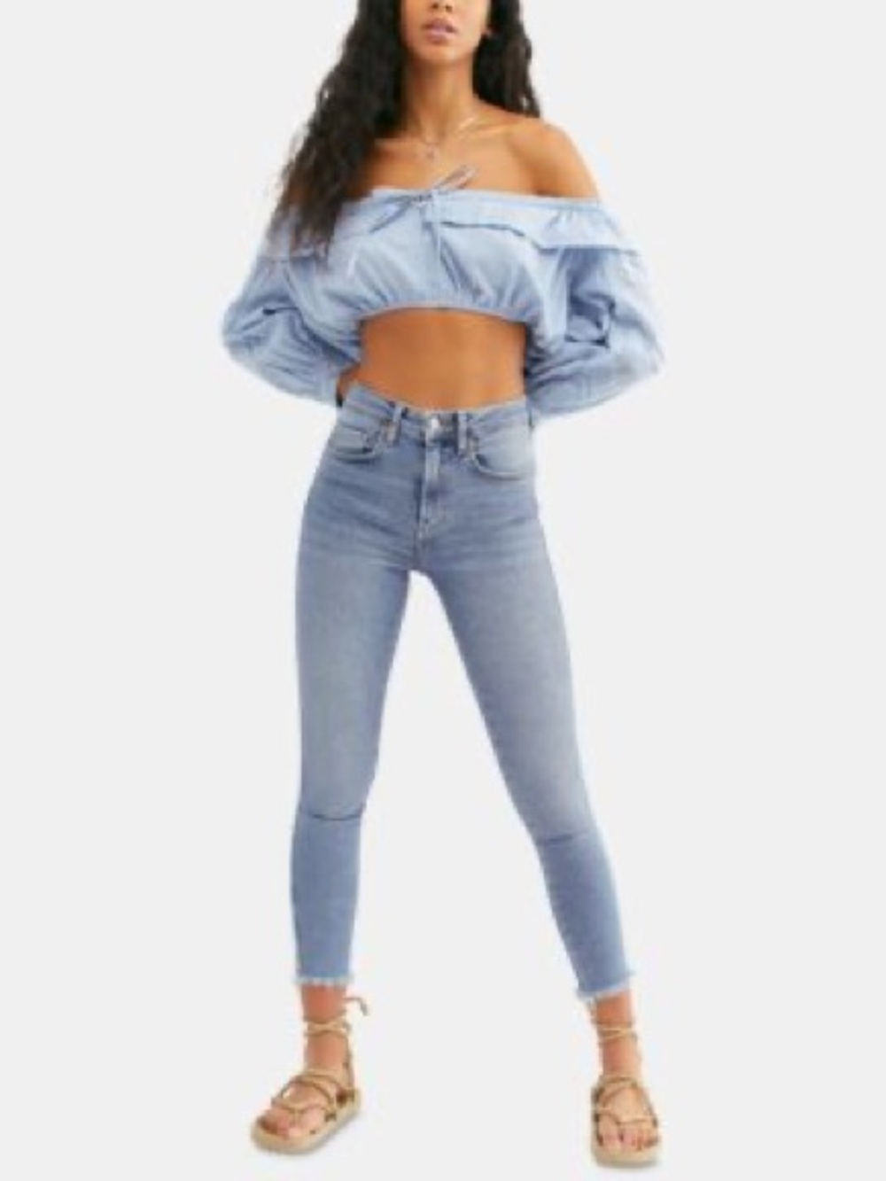 Free People We The Free High-Rise Raw Hem Skinny Jeans-Size 27